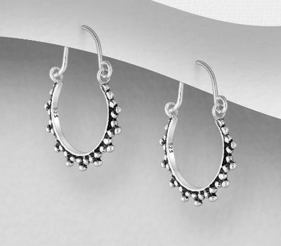 925 Sterling Silver Oxidized Hoop Earrings