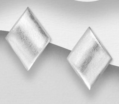 925 Sterling Silver Matt Rhombus Clip-on Earrings