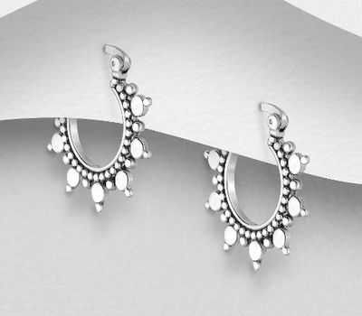 925 Sterling Silver Oxidized Hoop Earrings