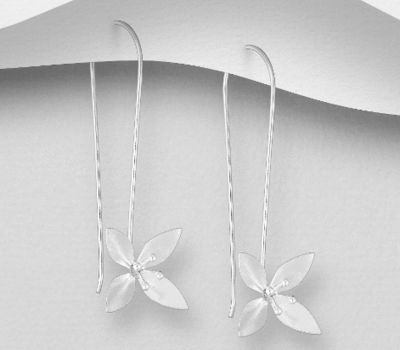 925 Sterling Silver Flower Hook Earrings