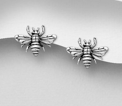 925 Sterling Silver Oxidized Butterfly Push-Back Earrings