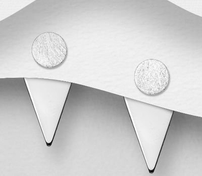 925 Sterling Silver Matt Circle and Triangle Jacket Earrings