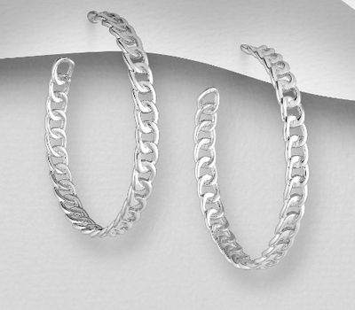 925 Sterling Silver Links Push-Back Earrings