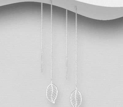 925 Sterling Silver Leaf Threader Earrings