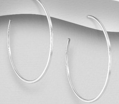 925 Sterling Silver Semi-Circle Push-Back Earrings