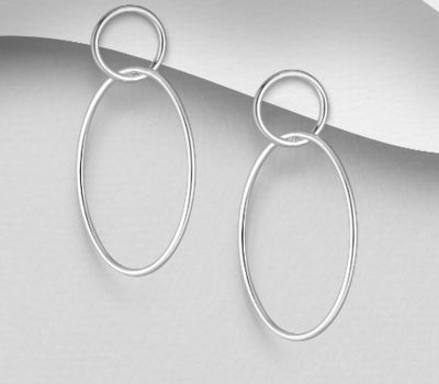 925 Sterling Silver Circle Links Push-Back Earrings