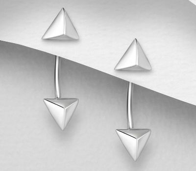 925 Sterling Silver Pyramid Jacket Earrings