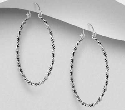 925 Sterling Silver Oxidized Hoop Earrings