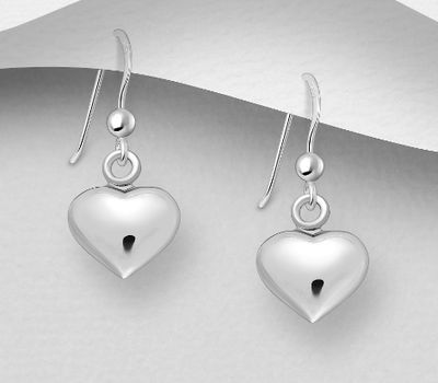 925 Sterling Silver Heart Hook Earrings