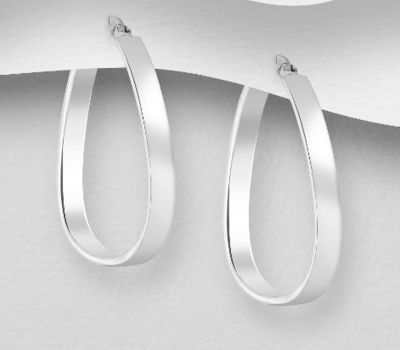 925 Sterling Silver Oval Hoop Earrings