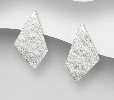 Malın səhifəsinə keç 925 Sterling Silver Abstract Matt Brush-Finish Push-Back Earrings