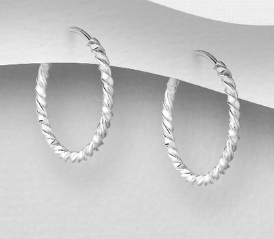 925 Sterling Silver Twisted Hoop Earrings