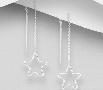 925 Sterling Silver Star Threader Earrings