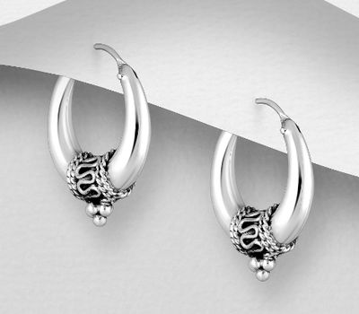 925 Sterling Silver Oxidized Hoop Earrings