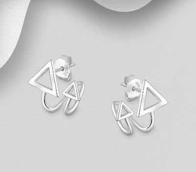 925 Sterling Silver Triangle Push-Back Earrings