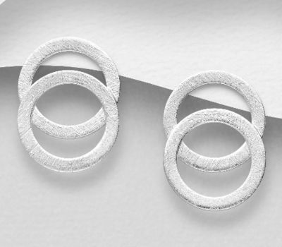 925 Sterling Silver Matt Circle Push-Back Earrings