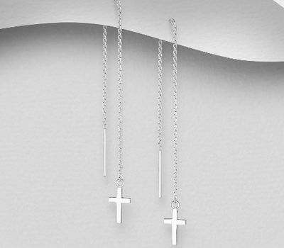 925 Sterling Silver Thread Cross Earrings