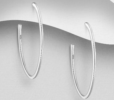 925 Sterling Silver Semi-Circle Push-Back Earrings