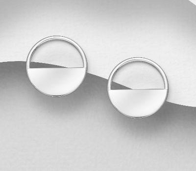 925 Sterling Silver Circle Push-Back Earrings