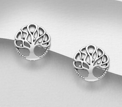 925 Sterling Silver Tree of Life Push-Back Earrings
