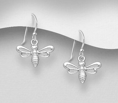 925 Sterling Silver Bee Hook Earrings