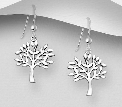 925 Sterling Silver Tree Of Life Hook Earrings
