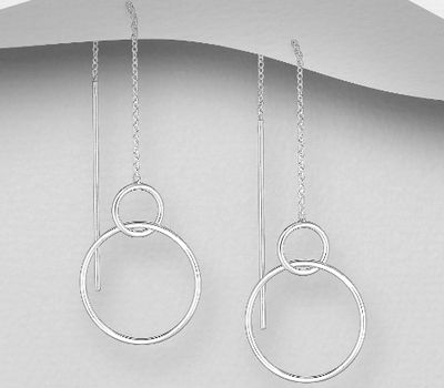 Malın səhifəsinə keç 925 Sterling Silver Circle Links Threader Earrings