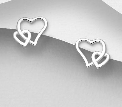 925 Sterling Silver Heart Push-Back Earrings