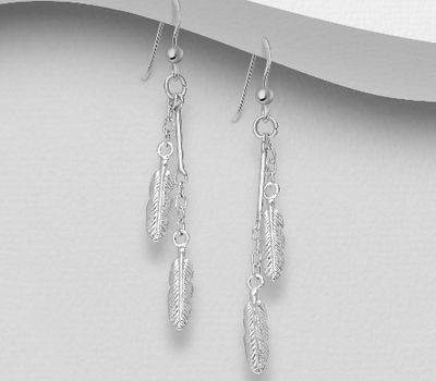 925 Sterling Silver Feather Earrings