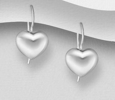 925 Sterling Silver Heart Hook Earrings