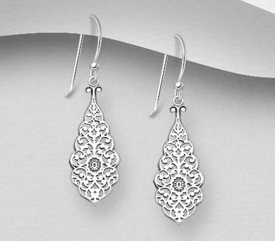 Malın səhifəsinə keç 925 Sterling Silver Filigree Hook Earrings