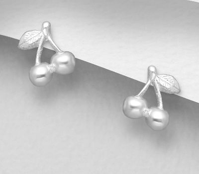 Malın səhifəsinə keç 925 Sterling Silver Cherry Push-Back Earrings