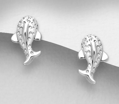 925 Sterling Silver Fish Push-Back Earrings