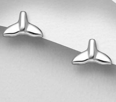 925 Sterling Silver Whale Tail Push-Back Earrings