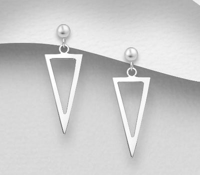 925 Sterling Silver Push-Back Triangle Earrings