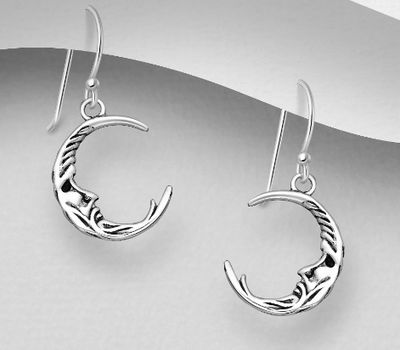 925 Sterling Silver Moon Hook Earrings