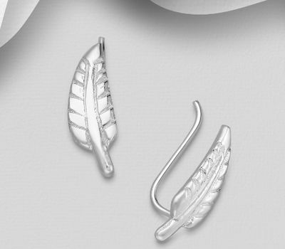 925 Sterling Silver Leaf Ear Pins