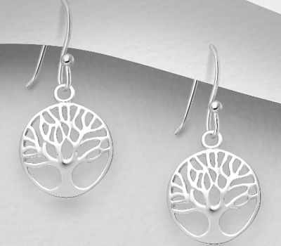 925 Sterling Silver Hook Tree of Life Earrings