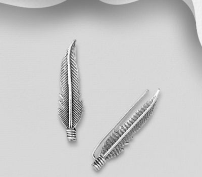 925 Sterling Silver Feather Ear Pins