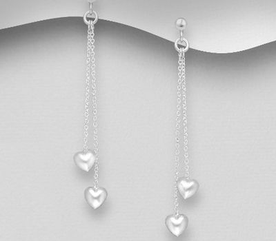 925 Sterling Silver Heart Push-Back Earrings