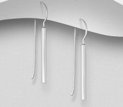 925 Sterling Silver Bar Hook Earrings