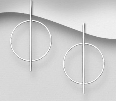 Malın səhifəsinə keç 925 Sterling Silver Bar And Circle Push-Back Earrings