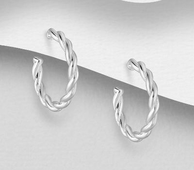 925 Sterling Silver Twisted Push-Back Earrings