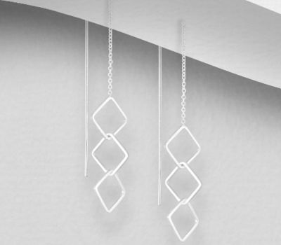 Malın səhifəsinə keç 925 Sterling Silver Interlock Rhombus Threader Earrings