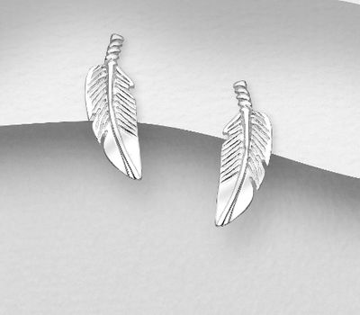 925 Sterling Silver Feather Push-Back Earrings