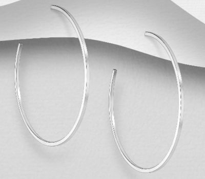 925 Sterling Silver Semi-Circle Push-Back Earrings