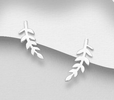 925 Sterling Silver Leaf Push-Back Earrings