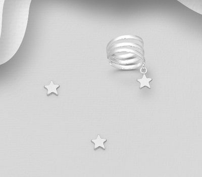 925 Sterling Silver Star Ear Cuff and Push-Back Earrings