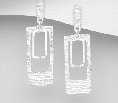 Malın səhifəsinə keç 925 Sterling Silver Matt Rectangle Push-Back Earrings