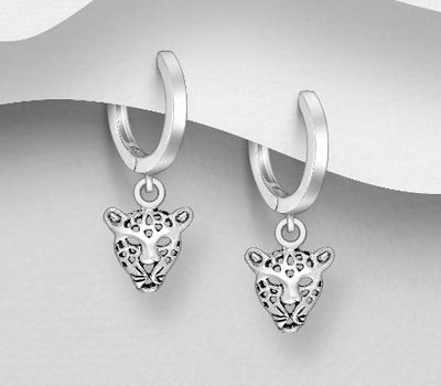 925 Sterling Silver Jaguar Hoop Earrings